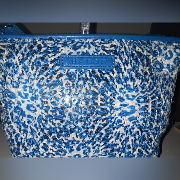 Vera Bradley sequin wristlet/pouch in blue and white! - Picture 3 of 9